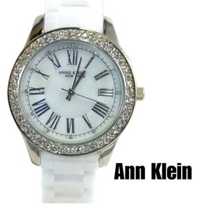 NWT ANNE KLEIN RHINESTONE white watch NEW BATTERY